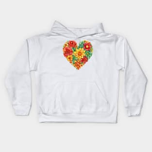 Watercolor Juneteenth Flower Heart Kids Hoodie